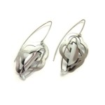 Matte All-silvertone Long Hook Earrings by Crono Design